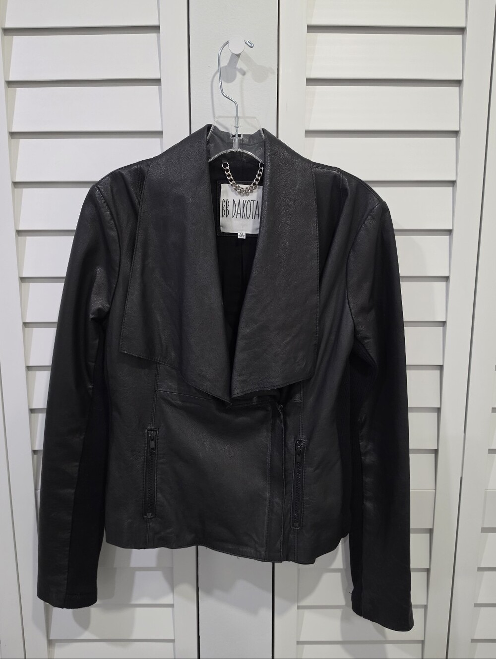 BB Dakota 100% Real Leather Zip Up Moto Jacket Sz. M